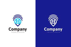 creative logo location marker with signal beam, logo reference for your business vector