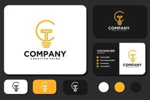creative initial letter C T logo with lights concept, logo reference for your business. vector