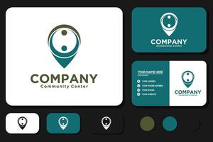 community center logo with location pin concept. vector