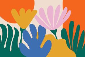 Abstract hand drawn flowers in bright colors. Floral doodle art design. Trendy banner template with copy space vector