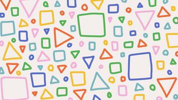 Doodle pattern with hand drawn geometric shapes and figures. Abstract colorful background with childish scribbles vector