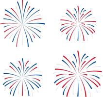 Set of Red and Blue Fireworks Bursting vector