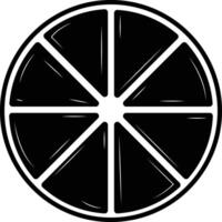 Minimalist Citrus Slice Icon in Black and White vector