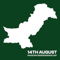 14 August Pakistan Independence Day Map Design - Patriotic Green Silhouette vector