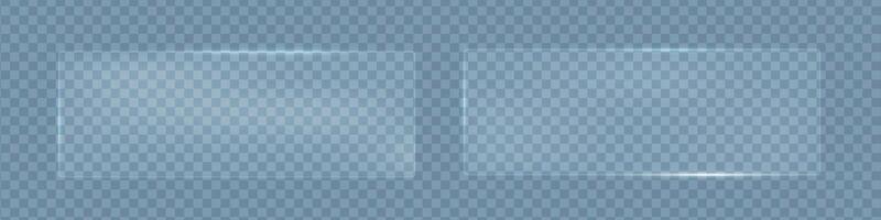 Glass rectangles with glare polycarbonate texture, Blurred geometric frames of glass texture, illustration vector
