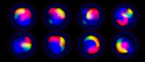 Magic sphere orb energy balls glowing neon glow on black background set vector