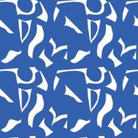 Abstract seamless pattern with organic cut out shapes. Modern monochromatic collage with artistic silhouettes in blue and white. Perfect for wrapping paper, wallpaper, textile, fabric, packaging vector