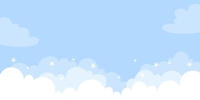 Fluffy clouds in a blue sky vector