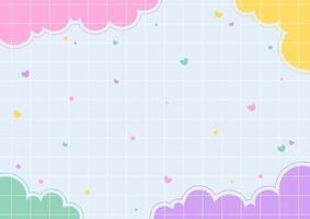 Colorful cloud background with hearts vector