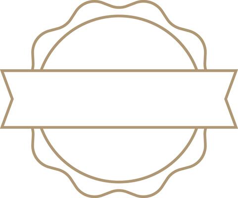 Customizable empty banner with circular scalloped edge and horizontal ribbon, ideal for adding creating and text logos or labels