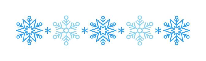 Winter snow icon divider Symbol blue snowflakes on a white background. Festive Christmas banner, New Year card. frosty of with whether and happy holidays. illustration vector