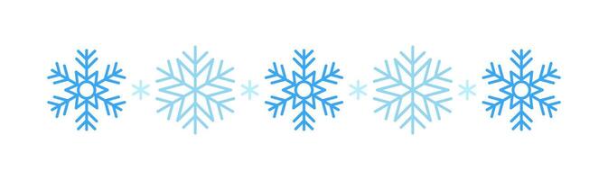 Winter snow icon white with blue snowflakes on a divider background. Festive Christmas banner, New Year card. Symbol of frosty whether and happy holidays. illustration vector