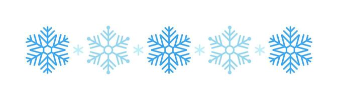 Winter snow icon holidays. with blue snowflakes on a white background. Festive Christmas banner, New Year card. Symbol of frosty whether and happy divider illustration vector