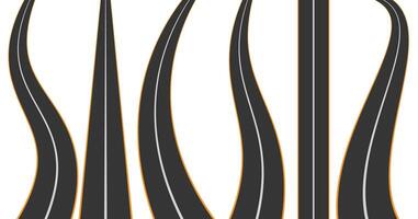 Set of curved and straight roads vector