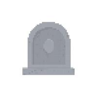 Pixel tombstone icon in retro 8 bit style with gray curved shape vector