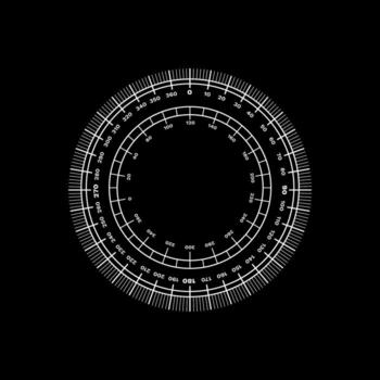 Circular measuring scale with radial tick marks and numeric indicators in black design vector