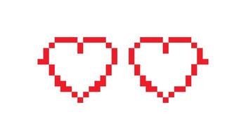 Mosaic pixel hearts in retro 8 bit style for nostalgic and playful icon design vector