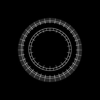 Circular scale with radial tick marks for precision measurement and calibration vector