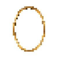 Mosaic pixel oval frame with gold tones for retro and nostalgic design projects vector