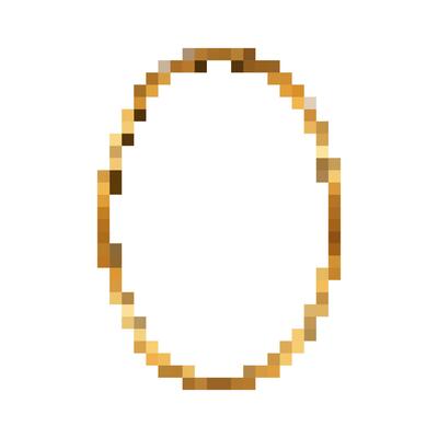 Mosaic pixel oval frame with gold tones for retro and nostalgic design projects