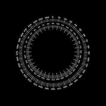 Circular measuring scale with detailed tick marks and numeric indicators for precise measurement vector
