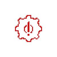 Mosaic pixel icon of red alert exclamation in retro art style vector