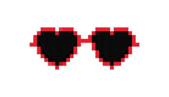 Mosaic pixel heart shaped sunglasses in retro 8 bit style for fun and nostalgic design vector