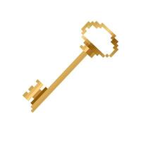 Mosaic pixel key icon with retro 8 bit style for nostalgic and decorative designs vector