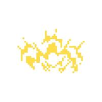 Mosaic pixel art icon of yellow fire in retro style with playful and expressive design vector