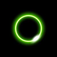 Glowing neon circle with gradient green light and futuristic energy vibes vector