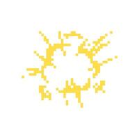 Mosaic pixel style yellow burst icon in retro 8 bit design expressing energy and impact vector