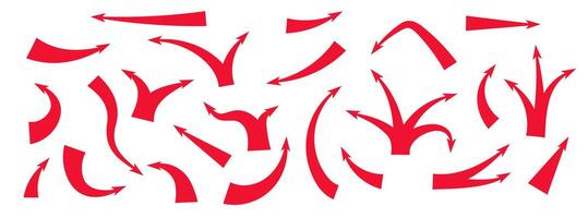 Dynamic red arrows illustrating attack paths and strategic movements with bold curved shapes vector