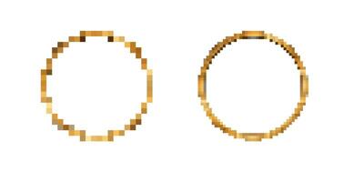 Mosaic style pixelated golden rings icon in retro game design for digital art projects vector