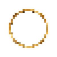 Mosaic pixel art golden ring icon in retro 8 bit style for vintage game and ui design vector