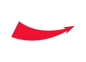 Dynamic red arrow shape with bold curve signifying strategic motion in war and combat vector