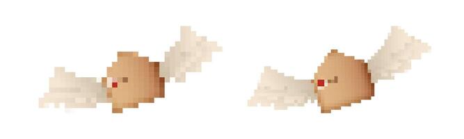 Mosaic pixel mail wing icon featuring retro style with simple pixelated design vector