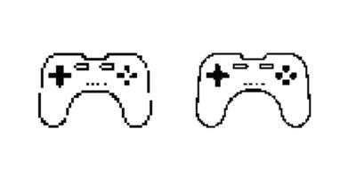 Mosaic pixel art game controllers with retro 8 bit style for nostalgic gaming fans vector