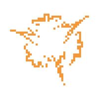 Mosaic style orange pixel art explosion icon with retro design and vibrant 8 bit visual aesthetic vector
