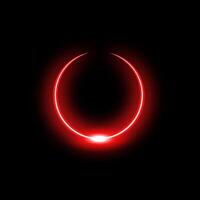 Neon red circle with energetic glow and vibrant arc for futuristic tech interfaces vector