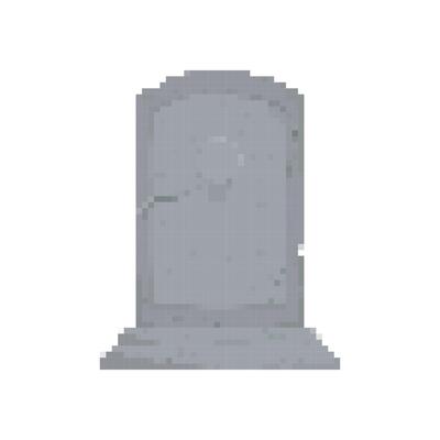 Mosaic pixel art tombstone icon in grey tones with simple and minimalist design