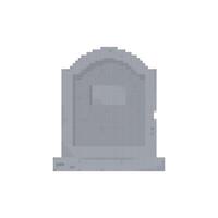 Mosaic pixel art icon of tombstone with subtle detail and retro style features vector