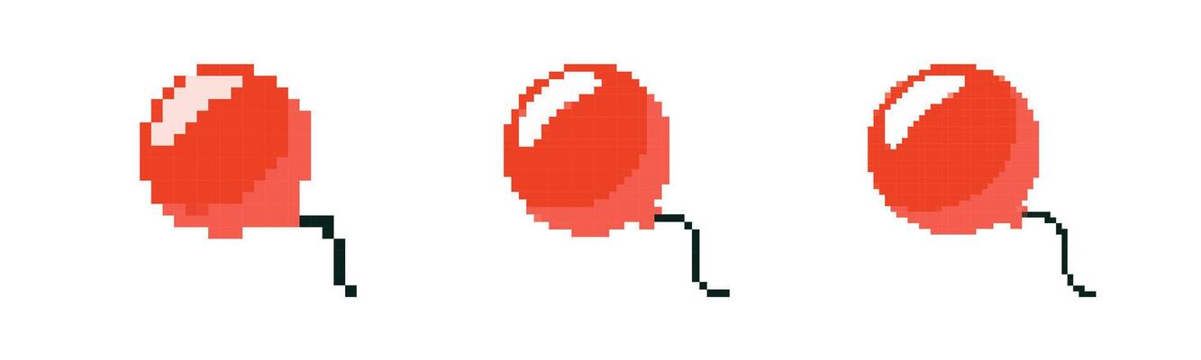Mosaic pixel art balloons in classic retro 8 bit style for playful and nostalgic designs