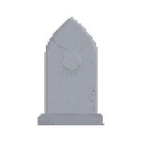 Mosaic pixel art tombstone icon in retro 8 bit style for nostalgic game design vector