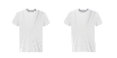 Mosaic style pixel art icon of two white shirts in retro 8 bit fashion vector