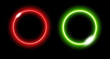 Neon circles with energetic glow highlight future and technology concepts vector