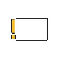 Pixel art exclamation mark icon inside outlined box in 8 bit style vector