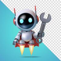 Robot holding wrench and wearing a cape vector