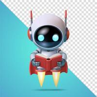 Robot reading a book vector