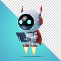 robot with tablet and rocket boots vector