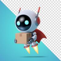 Robot carrying box with jetpack vector